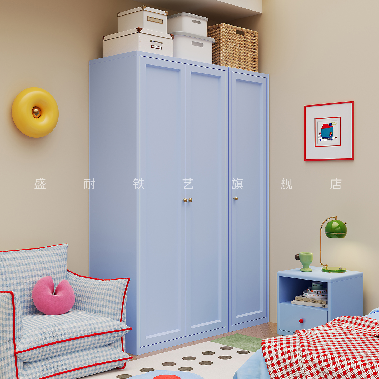 盛耐金属家用衣柜卧室靠墙收纳柜