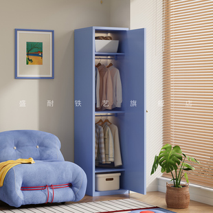 大人金属衣柜小户型家用卧室钢制儿童房间窄柜单门铁皮储物收纳柜