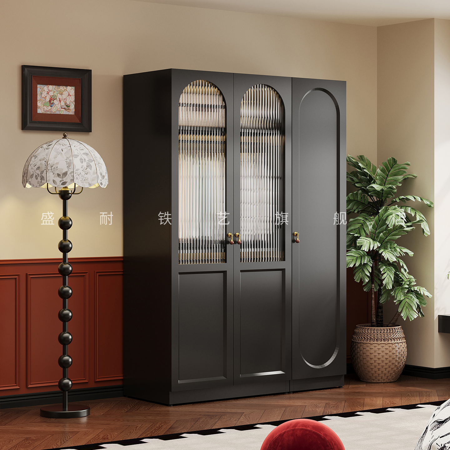 复古风金属衣柜家用卧室储物柜子