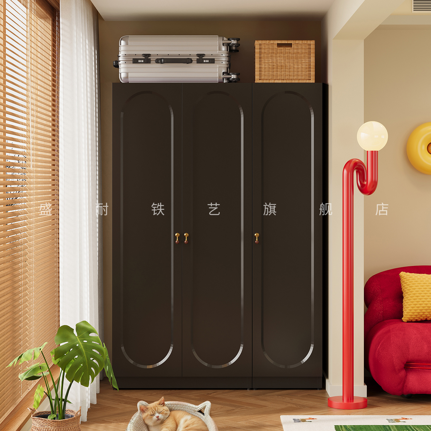 复古风钢制阳台衣柜防水防晒柜子