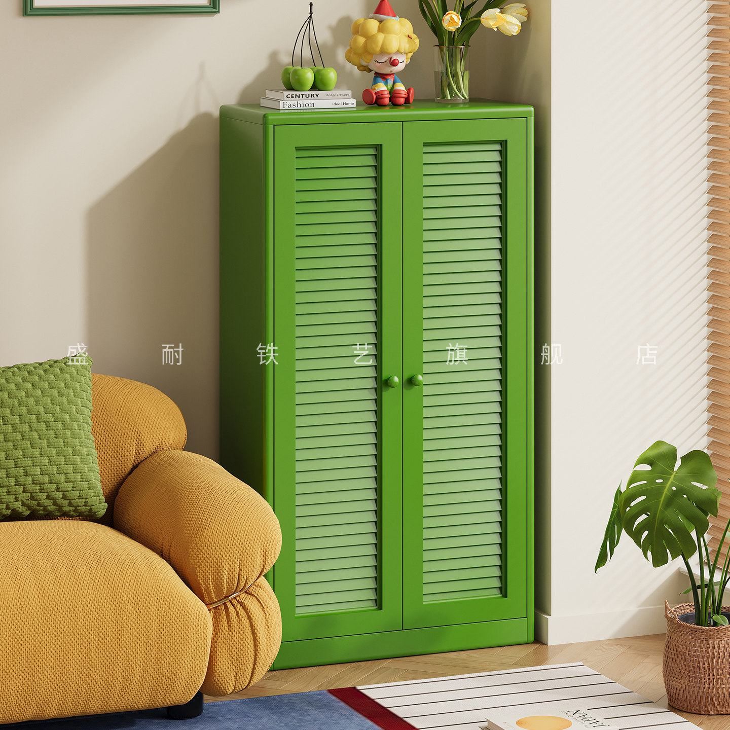 创意电视旁边置物柜中古书柜小户型省空间家用客厅铁艺收纳储物柜