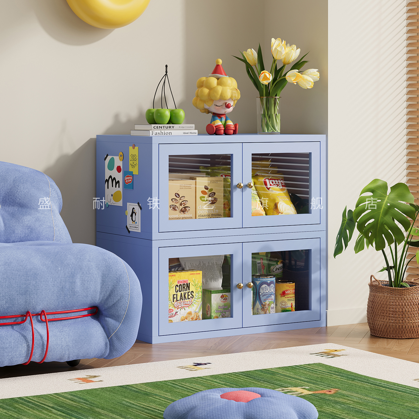 铁艺书架儿童不占空间创意组合小书柜宝宝书桌旁边铁皮储物置物柜