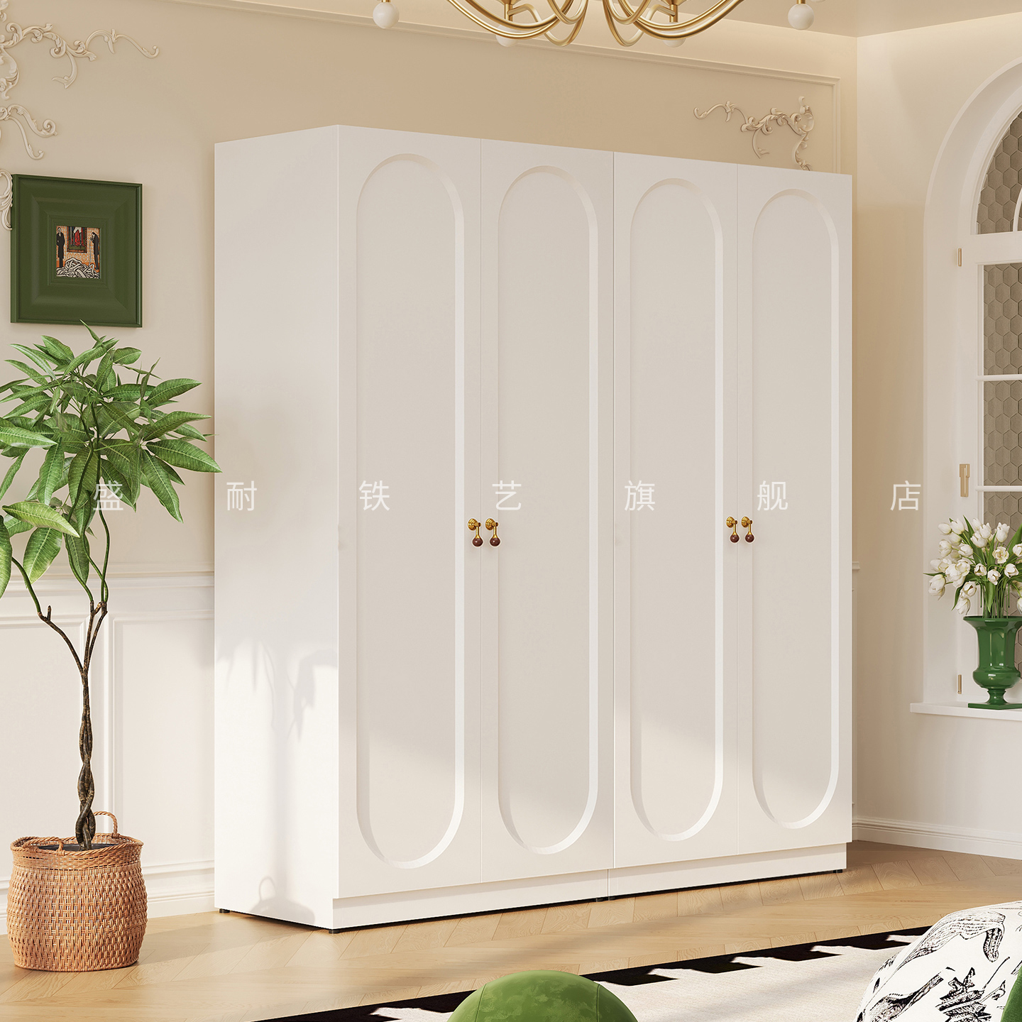 法式奶油风铁艺柜子衣柜家用卧室