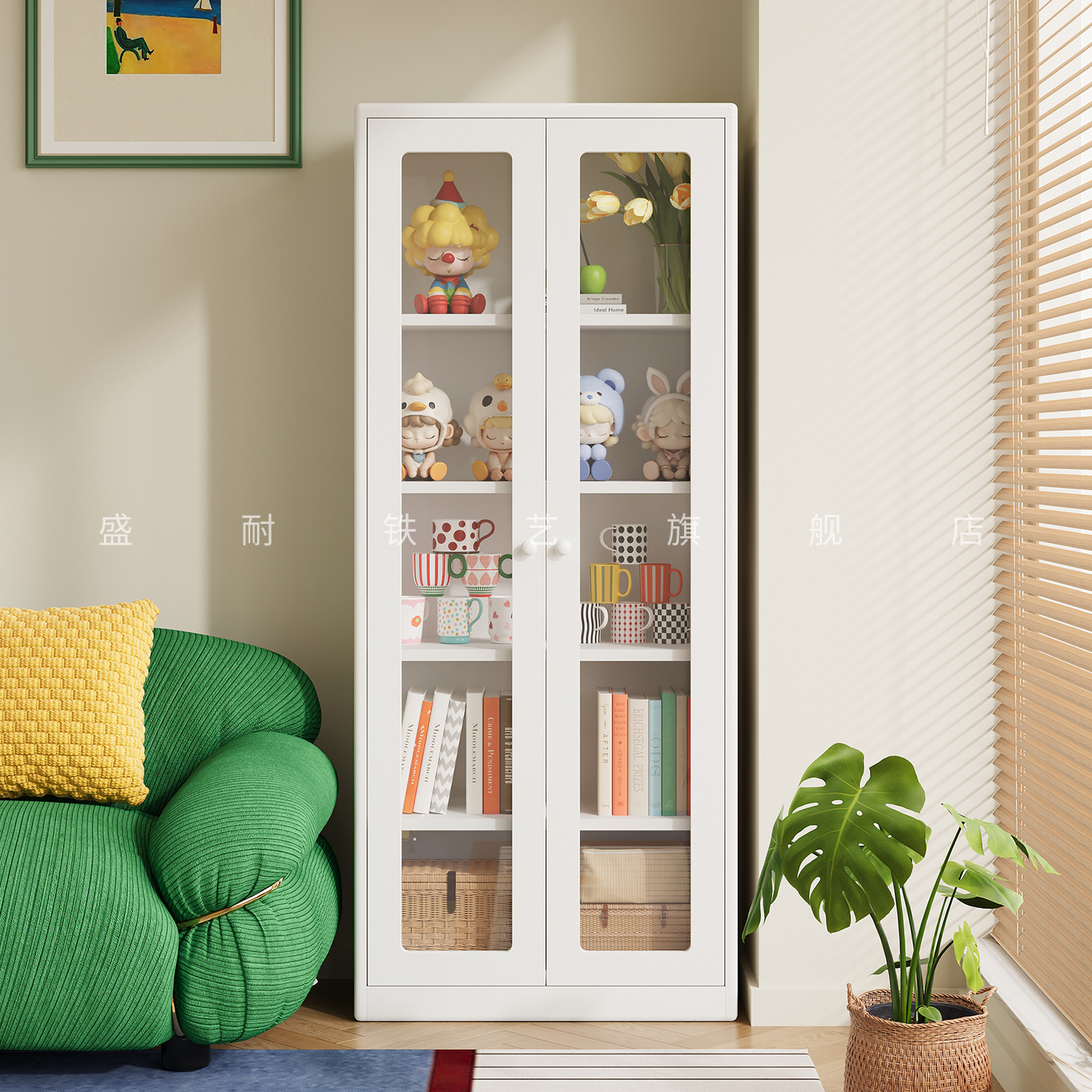 创意金属带门书柜家用客厅沙发柜