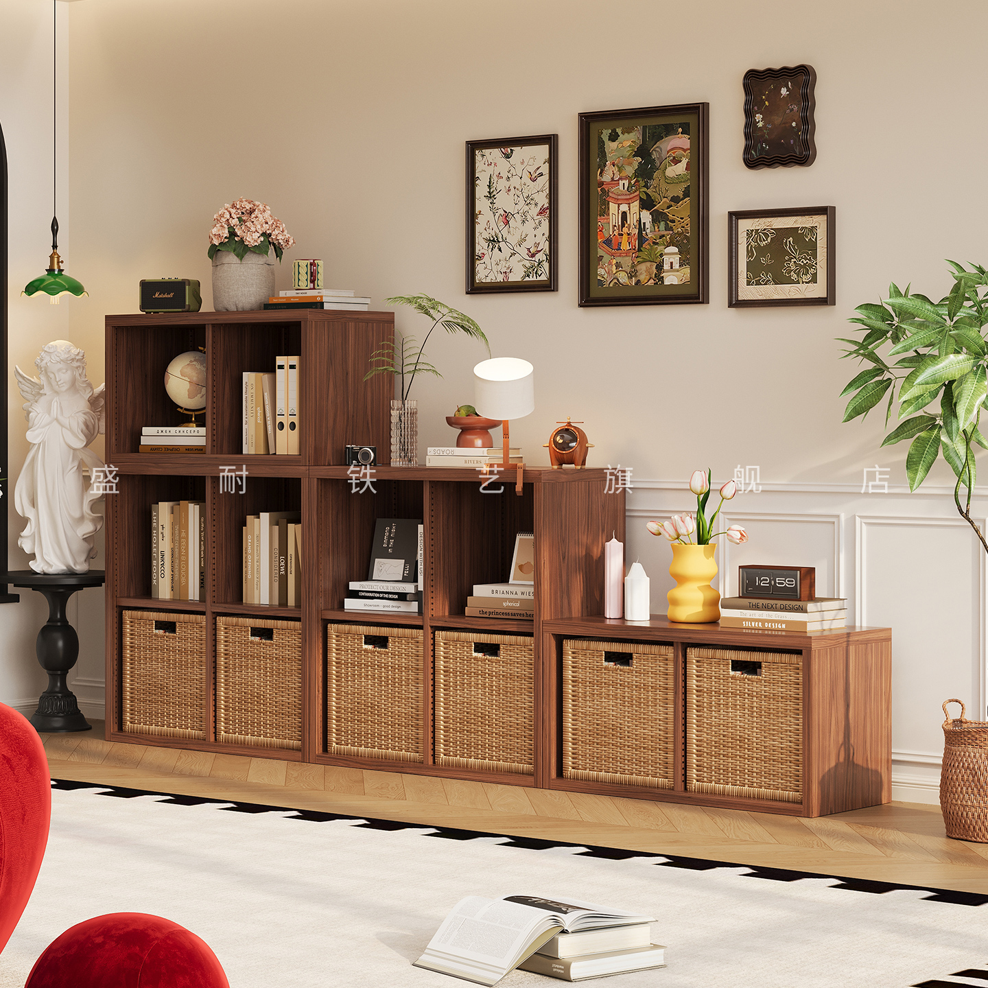 盛耐钢制格子柜自由组合书架书柜