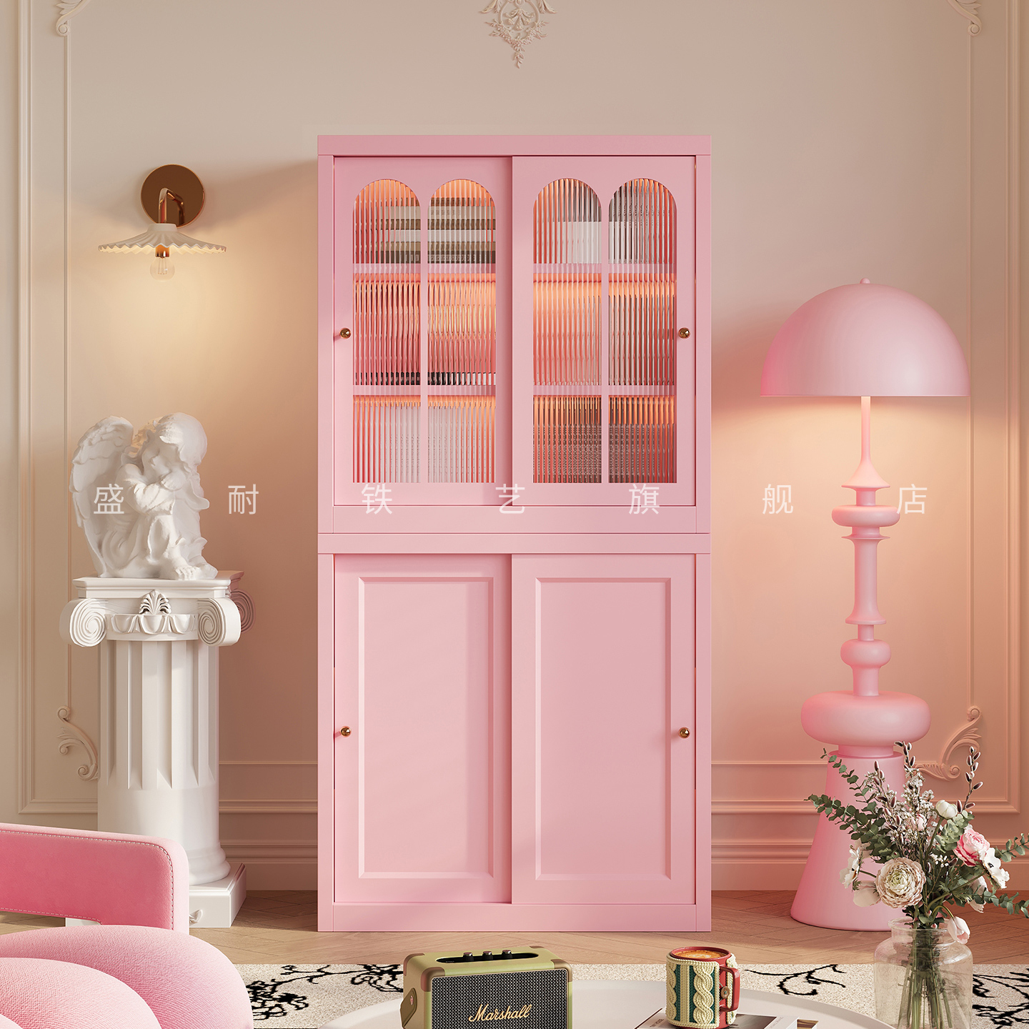 盛耐家用书柜落地组合推拉门