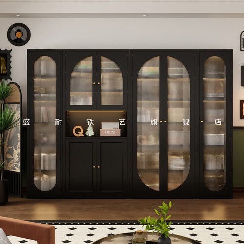 黑色2米高书柜长虹玻璃