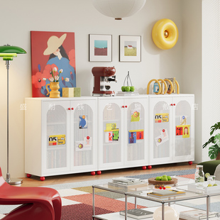 2026新款钢制小书柜矮柜客厅沙发边靠墙书架储物一体省空间收纳柜