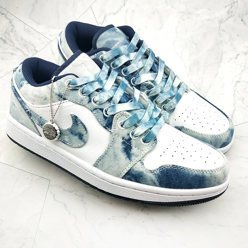 新品aj1空军一号1970s北卡蓝牛仔丹宁af1渐变个性扎染鞋带男女潮