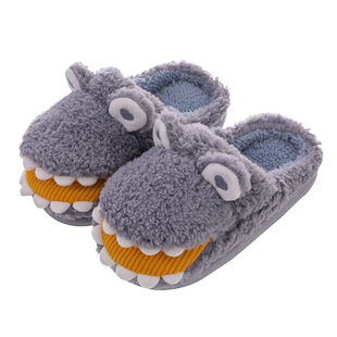 儿童鳄鱼棉拖鞋秋冬男童女童卡通可爱保暖居家小孩宝宝防滑拖鞋