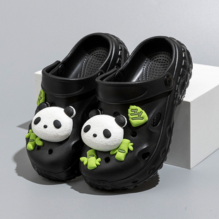 熊猫儿童洞洞鞋男童卡通可爱户外沙滩旅游玩水沙滩鞋宝宝凉拖鞋夏
