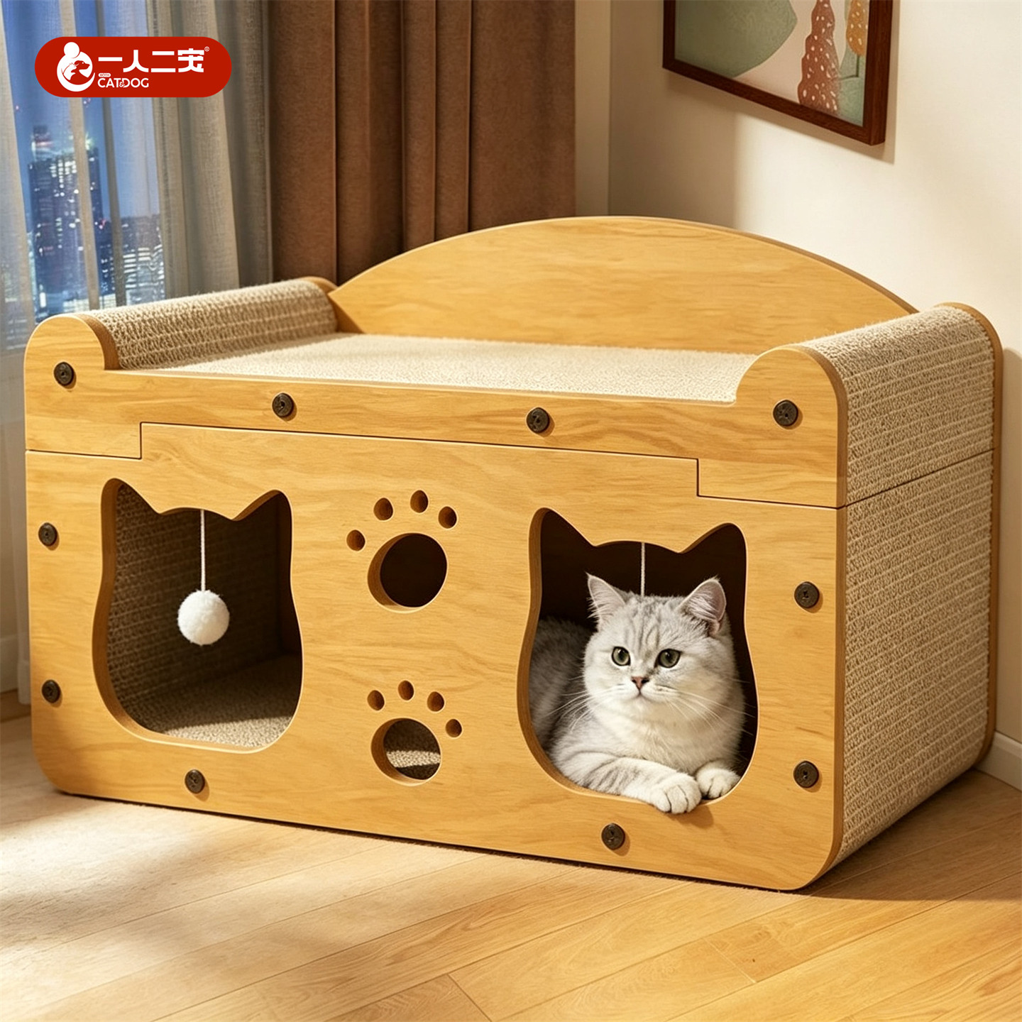 【双层大空间】猫抓板窝可抓可睡图片