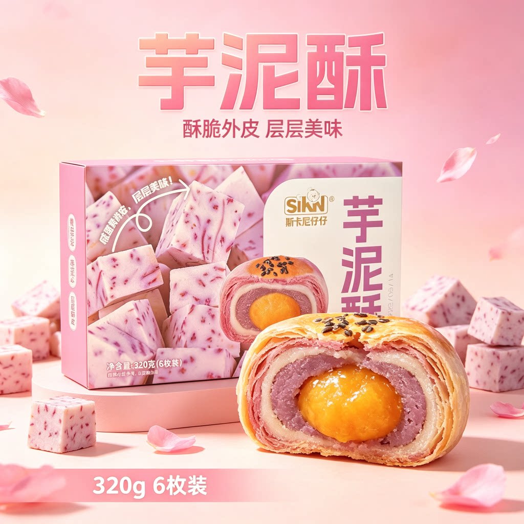 芋泥蛋黄酥雪媚娘休闲零食糕点心