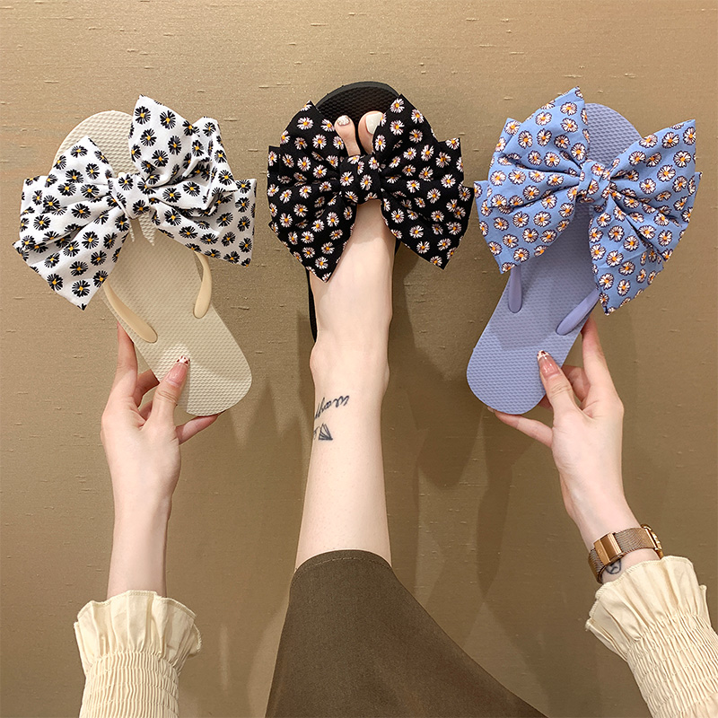 可爱新款蝴蝶结简约风人字拖鞋