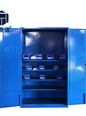 正奇谊双开门五金抽屉式工具柜重型储物收纳多功能带锁零件柜蓝色