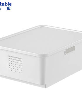 稳斯坦W5840带盖提手收纳箱盒杂物整理塑料防尘储物箱子加宽小号3