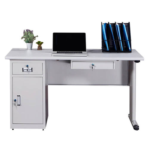 奕多美加厚钢制办公桌带抽屉车间工作台员工桌1.6m一抽一斗一门