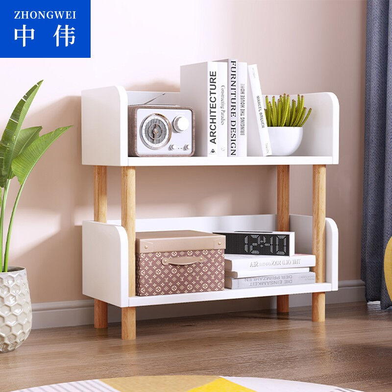 中伟简易落地书架客厅实木多层置物架学生卧室收纳架家用小型书架