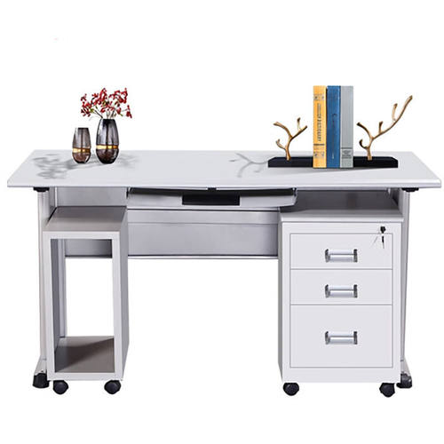 奕多美加厚钢制办公桌财务桌子职工员工桌1.2m活动柜+主机托