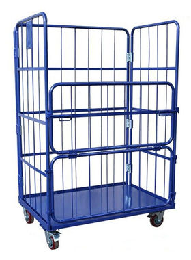奕多美物流台车上下门定制蓝色周转搬运装卸车移动仓储笼车YDM-WL