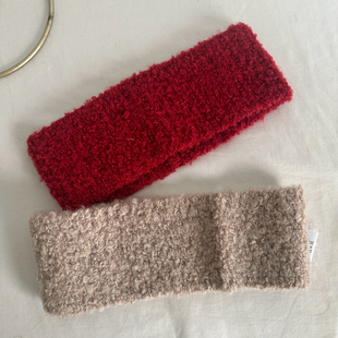 空顶运动风高级感发带女士冬季羊毛羊驼毛混纺红色米色灰色护耳帽