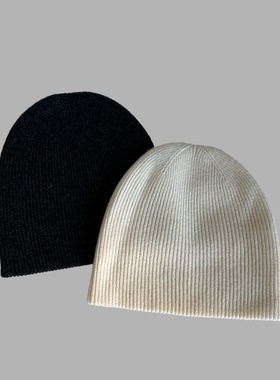 秋冬款款短款堆堆帽冷帽套头帽羊毛白色咖色包头包保暖简约英伦风