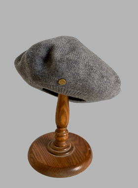 纯色简约羊毛贝雷帽有弹力红色灰色法式毛线帽针织帽秋冬女士潮