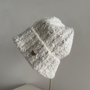 羊毛混纺圈圈豆豆纱女士冬季保暖毛线帽针织帽冬季白色米色滑雪帽