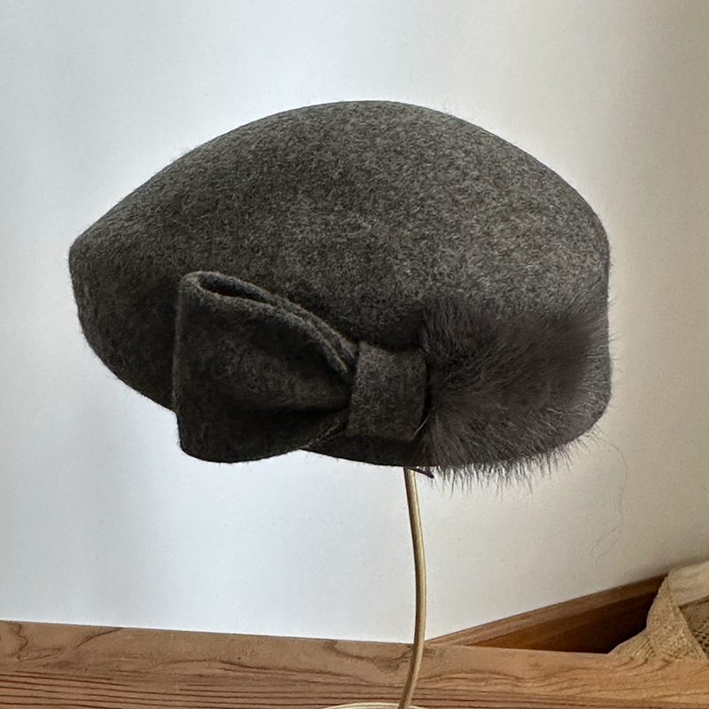 七月林女帽100%纯羊毛呢法式秋冬