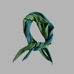 绿色黄色小围巾三角巾女士秋冬撞色保暖小领巾围脖时髦复古长条