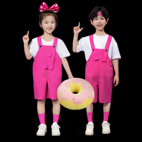 女童可爱甜甜圈背带裤演出服
