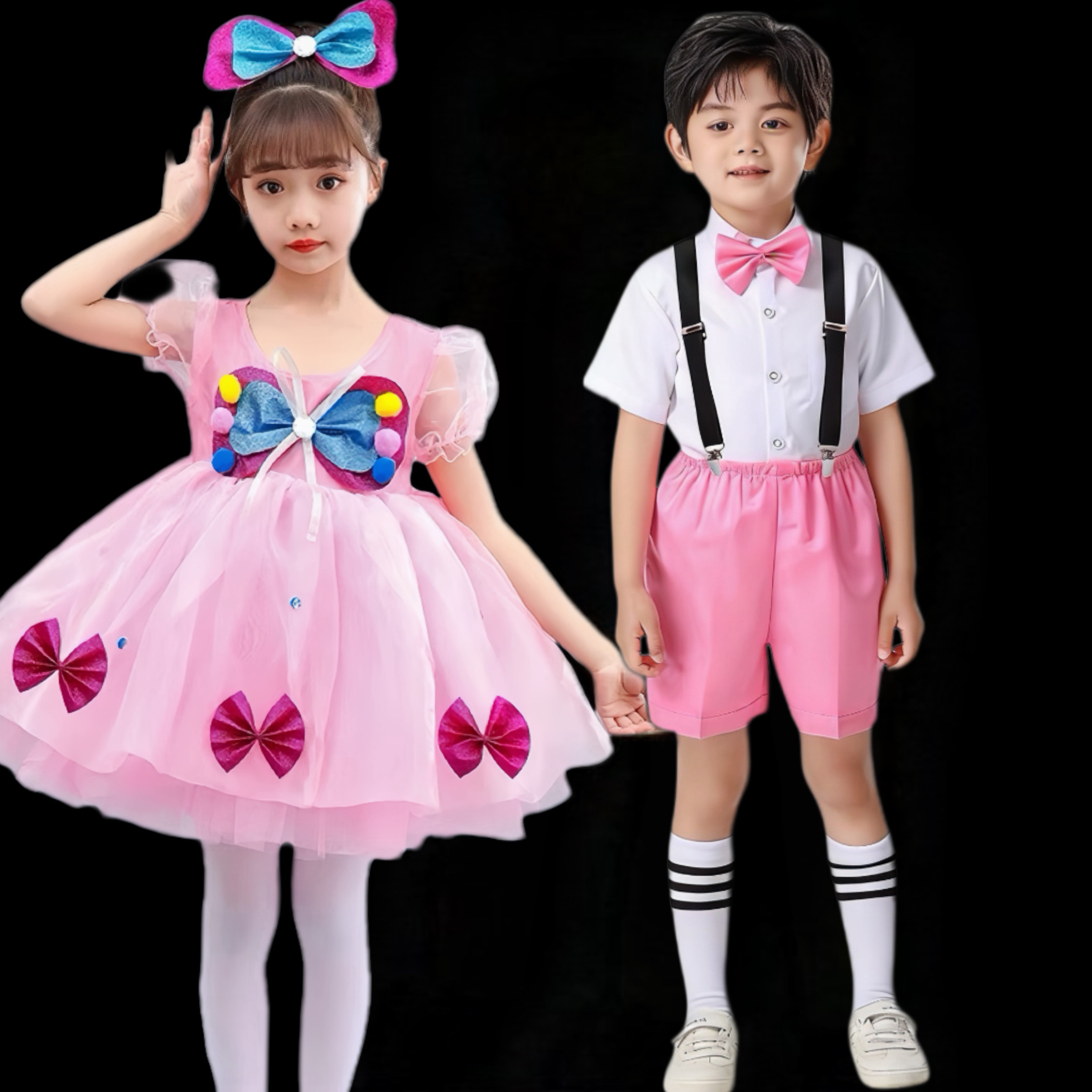 聪明宝贝儿童演出服波妞粉色可爱蓬蓬裙幼儿园公主裙表演舞蹈服装