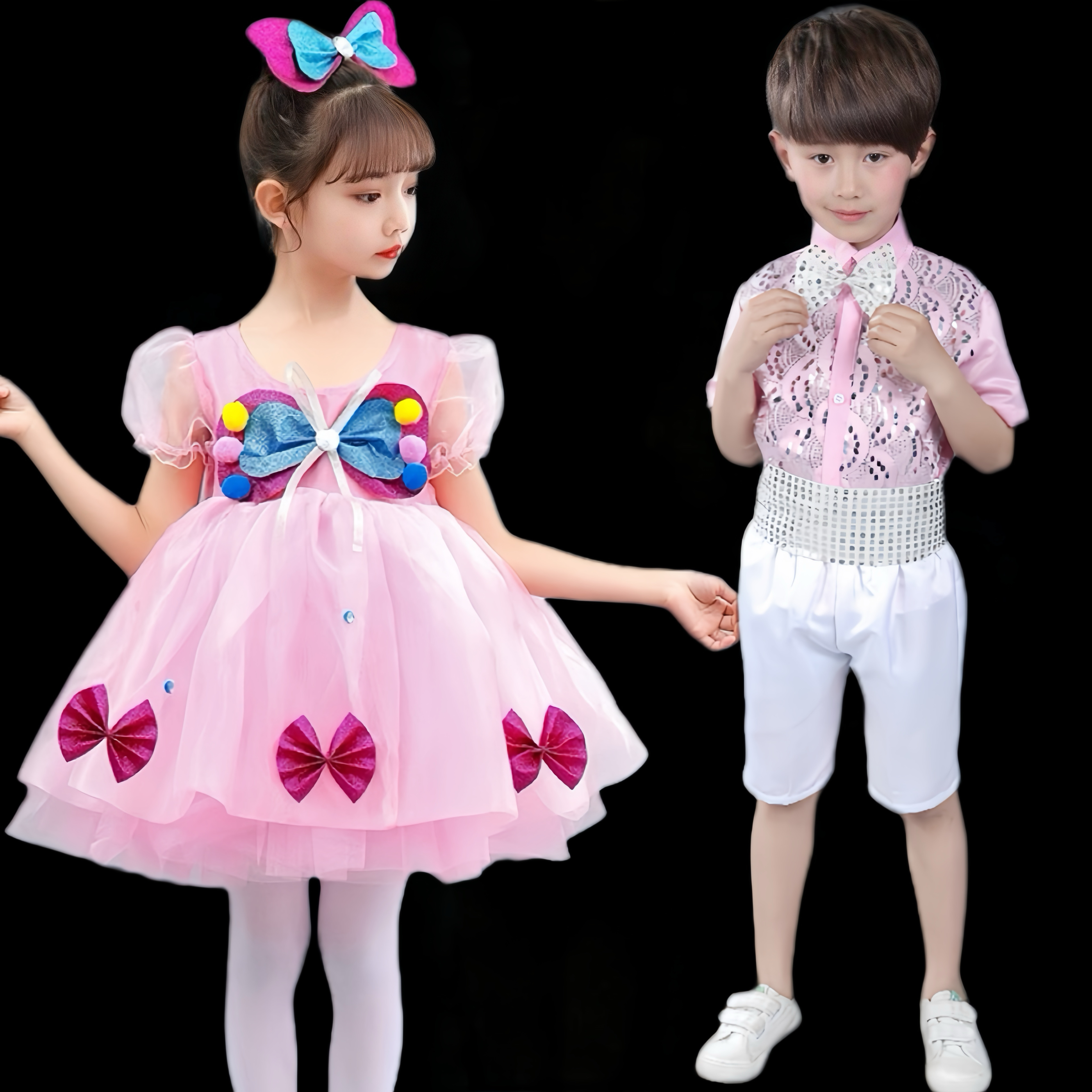 聪明宝贝儿童演出服波妞粉色可爱蓬蓬裙幼儿园公主裙表演舞蹈服装