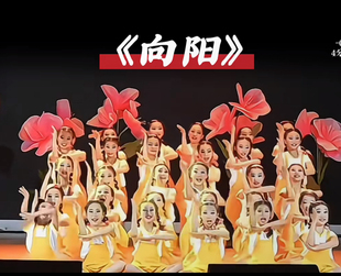 向阳舞蹈服六一儿童演出服现代舞中小学生群体表演背带裤草帽道具