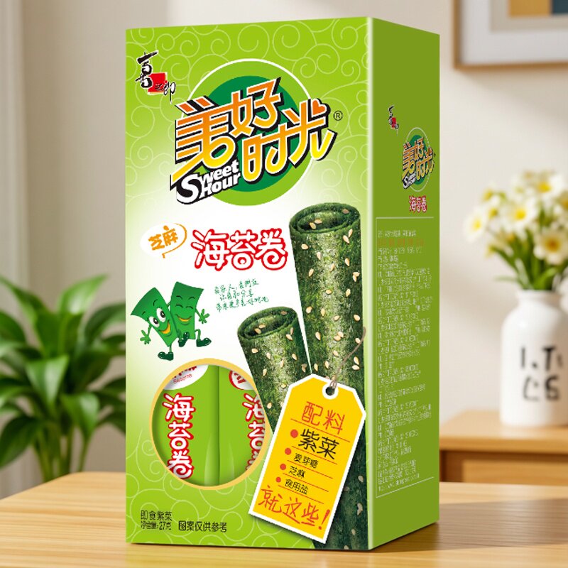 喜之郎美好时光夹心海苔卷27g盒装芝麻夹心海苔卷休闲食品包邮