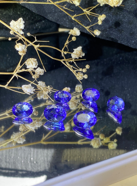 福双临TS1天然坦桑石裸石戒面矿区直供18k金镶嵌戒指吊坠精品女