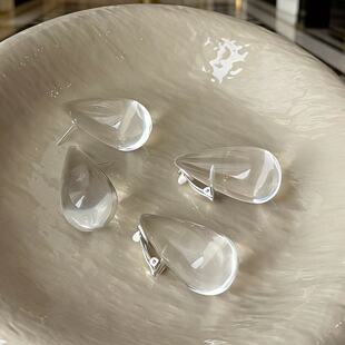 王菲同款树脂水滴耳环女2026春晚轻奢小众高级感夸张透明耳夹耳饰