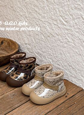 儿童防水雪地靴冬新款男童加绒大棉鞋女童保暖防滑户外中筒短靴