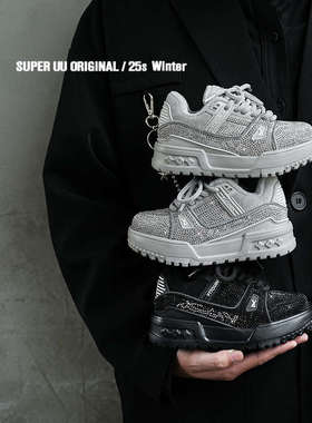 韩版水钻儿童二棉板鞋冬季加绒保暖男童运动鞋时尚女童街舞演出鞋