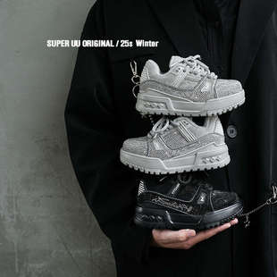 韩版水钻儿童二棉板鞋冬季加绒保暖男童运动鞋时尚女童街舞演出鞋