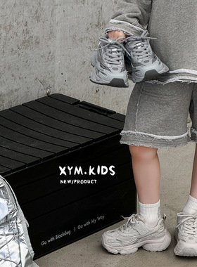 亲子钉书机童鞋春新款儿童运动鞋复古潮轻便男女童老爹鞋二棉跑鞋