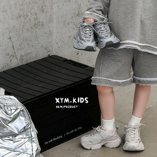 二棉跑鞋 亲子钉书机童鞋 复古潮轻便男女童老爹鞋 儿童运动鞋 春新款