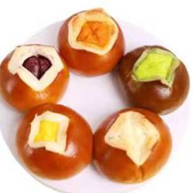 碱水老面包  豆乳味+海盐芝士味+香芋紫薯味+抹茶味+肉松味各2枚