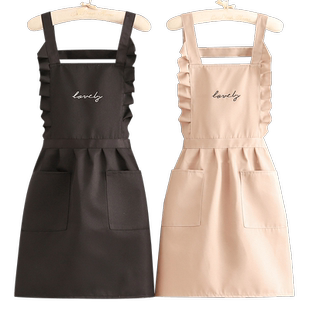 韩版围裙家用厨房防污工作服定制logo印字奶茶咖啡美甲店专用围腰
