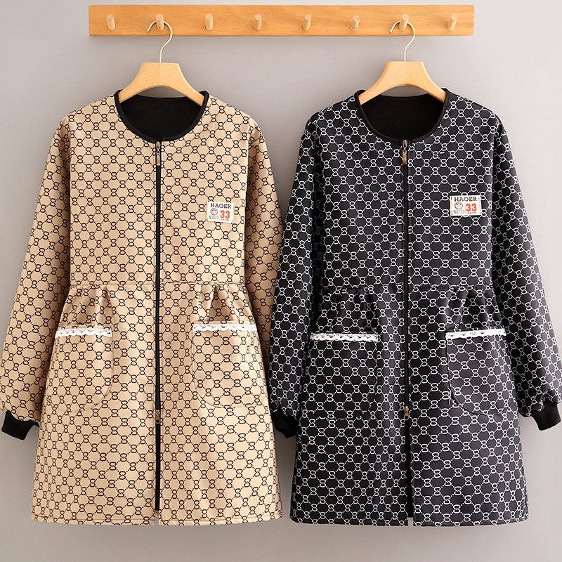 时尚加绒保暖长袖罩衣女冬季家用厨房围裙上班耐脏外穿防水工作服,家庭/个人清洁工具,围裙,淘宝优惠券,粉丝福利购,淘宝优惠卷