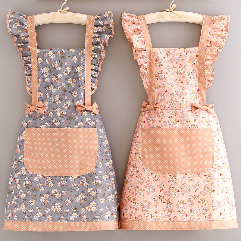 洋气帆布家用厨房围裙防污耐磨美甲奶茶店上班做饭大人围腰工作服