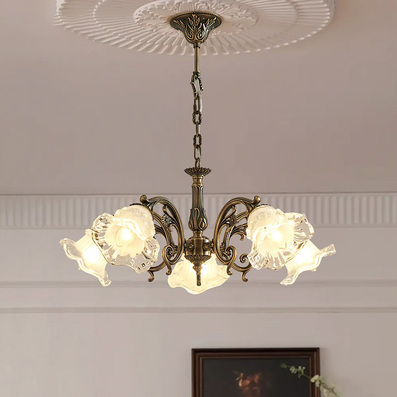 ACNikola美式复古高端古铜色黄铜餐厅吊灯法式卧室蜡烛灯全铜灯具