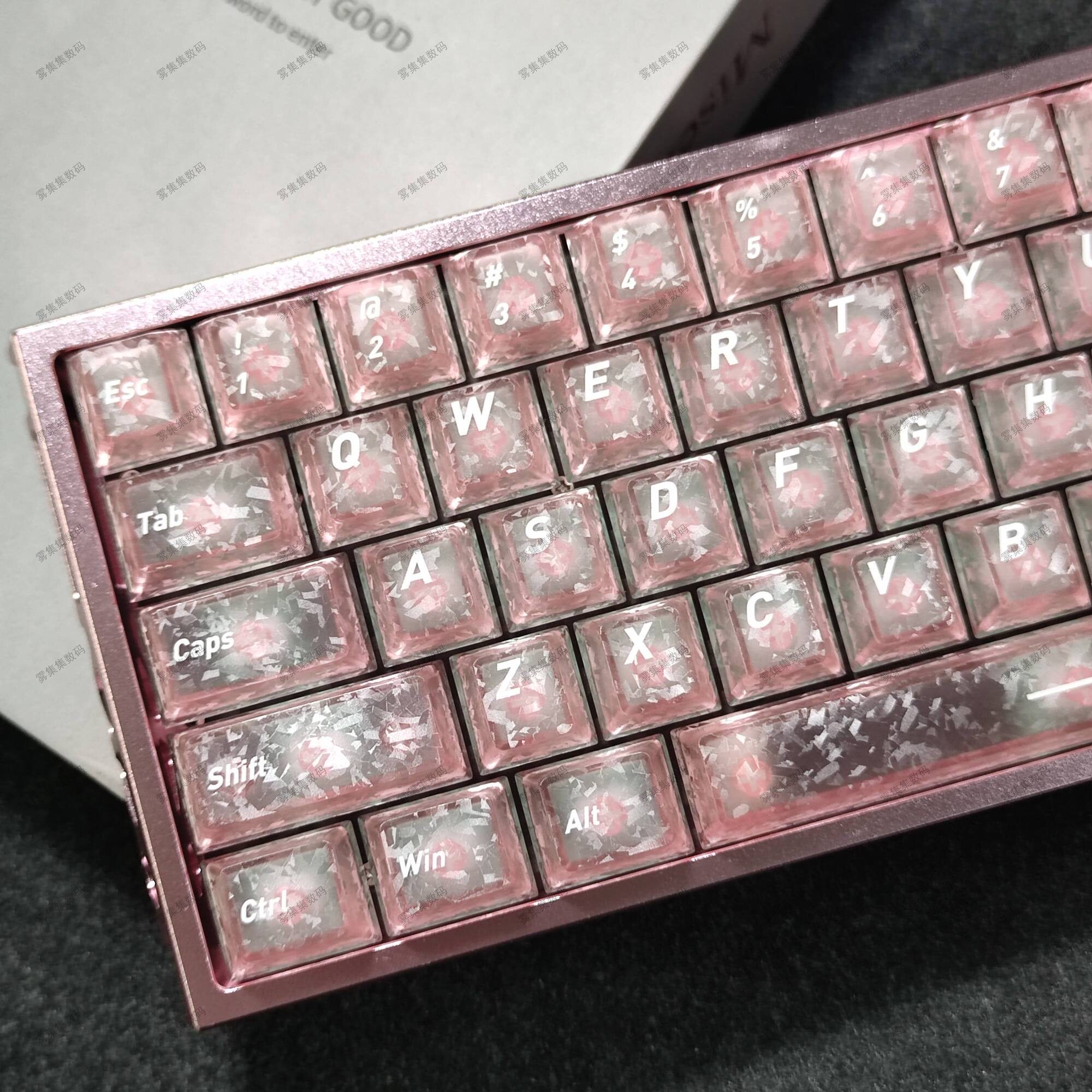 粉色碳纤维纹键帽锻碳纹理侧刻冰碳原厂磁轴机械键盘帽woot美加狮