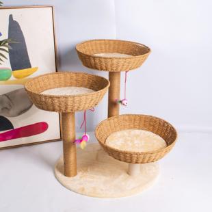 藤编织筐猫爬架猫窝剑麻猫抓板双层四季通用网红手工大型猫咪用品