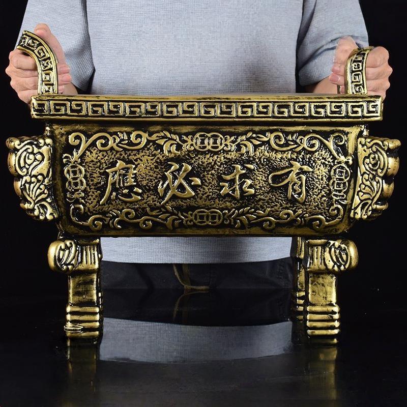 彷古铜陶瓷大号家用室内佛堂寺庙供奉插香炉佛具上香炉摆件四方鼎